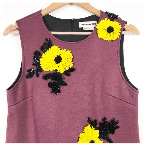 NWT Anthropologie Dhruv Kapoor Sequined Applique Shift Mini Dress Size Small‎ - Picture 6 of 14